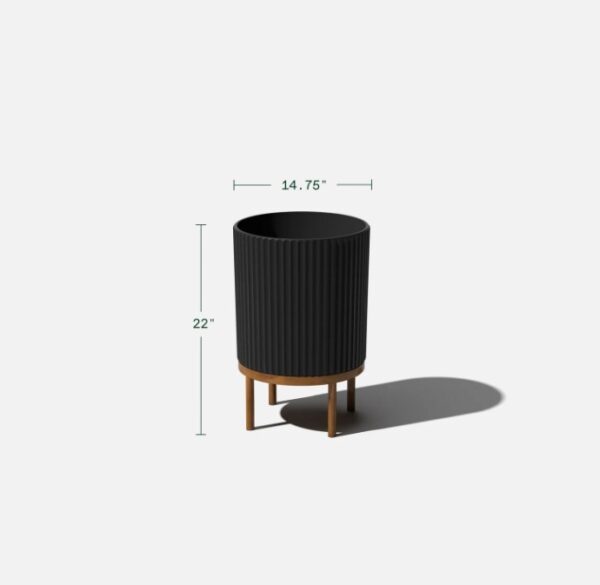 Veradek, Demi Planter w/Stand, 16", Black - Image 3