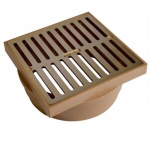 Grate Square 6" Brass Polished w/ Adapter 4"