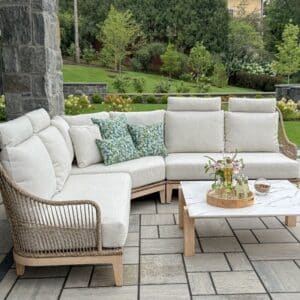 Outdoor Interiors, Beige Cable Wicker Sectional
