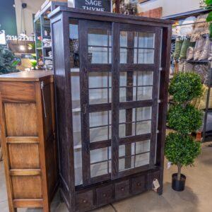 Dina Glass Pane with Sliding Door - Dark Ash
