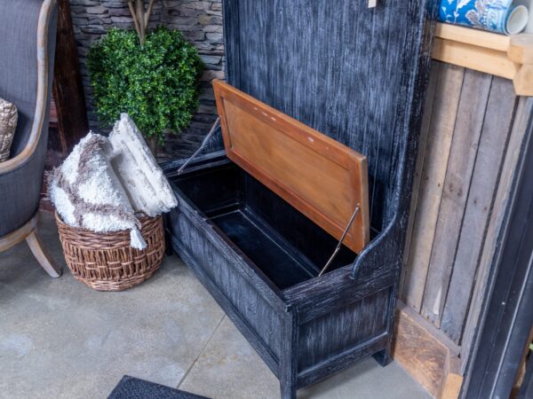 125 Margin St Hall Stand - Aged Black/Honey Seat - Image 4