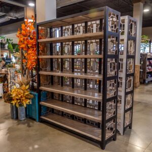 Dina Hepple Bookcase - Dark Oatmeal w/Silver Black