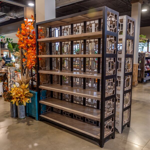 Dina Hepple Bookcase - Dark Oatmeal w/Silver Black