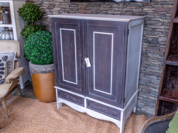 Short Tv Armoire - Dark Ash w/Aged White - Image 2