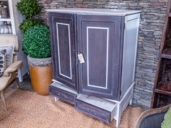 Short Tv Armoire - Dark Ash w/Aged White - Image 3