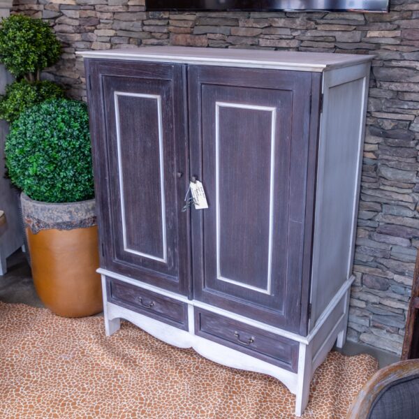 Short Tv Armoire - Dark Ash w/Aged White