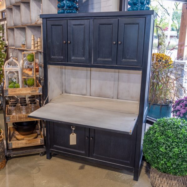 Cromwell Computer Cabinet - Matte Black w/White