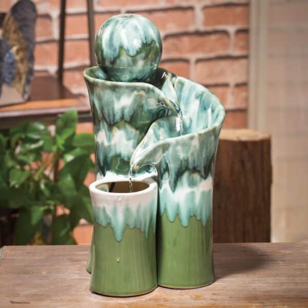 Grn Ombre Ceramic Fountain 16" - Image 2