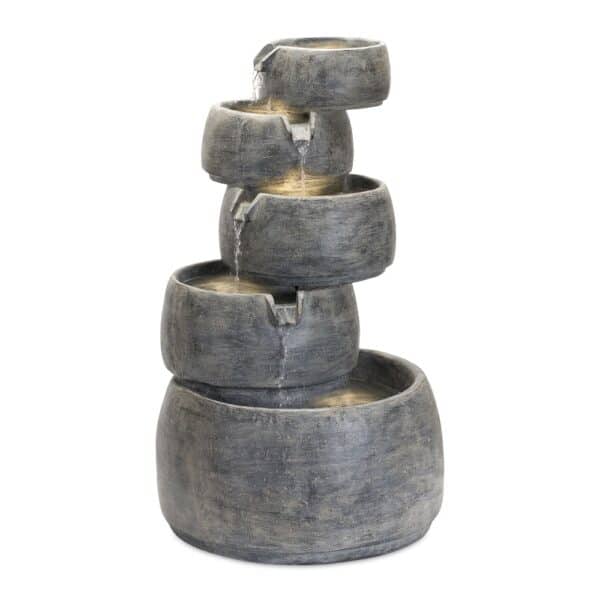 Gray 5-Bowl Resin Fountain