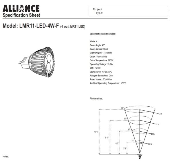 Bullet Light  BL50 4W LED, Alliance - Image 3
