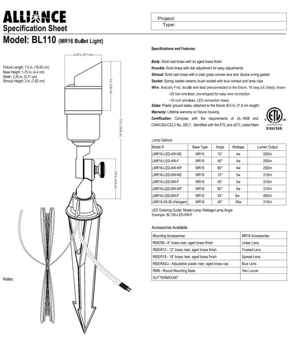 Bullet Light  BL110  5W LED, Alliance - Image 2