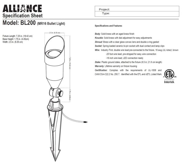 Bullet Light  BL200 5W LED, Alliance - Image 2