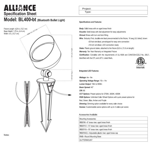 Bullet Light BL400BT 4-11W LED, Alliance - Image 3