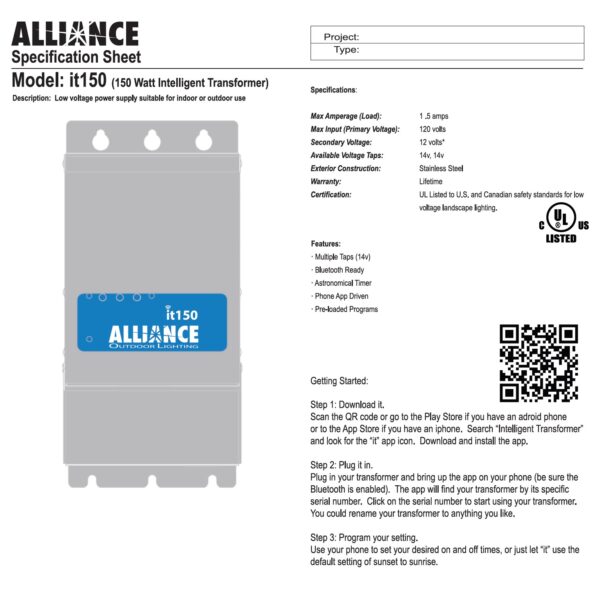 Transformer  ALLIANCE IT2-150 Watt - Image 3
