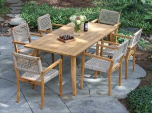 Outdoor Interiors, Vineyard Teak Dining Table Group