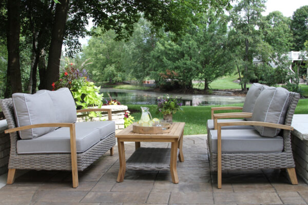 Outdoor Interiors, 4pc Teak/Grey Seating Group - Image 2