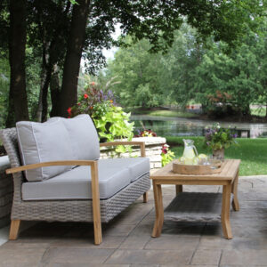 Outdoor Interiors, 4pc Teak/Grey Seating Group