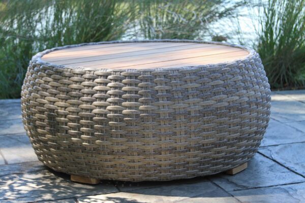 Outdoor Interiors, Teak and Wicker Half Round Sofa Group - Image 2