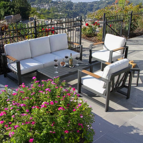 Outdoor Interiors, Black Aluminum Sofa