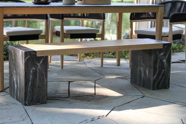 Outdoor Interiors, Black Marble Composite Dining Set - Image 4