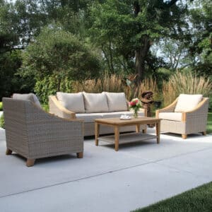 Outdoor Interiors, Teak and Wicker Sofa