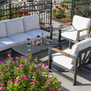 Outdoor Interiors, Black Aluminum Seating Group