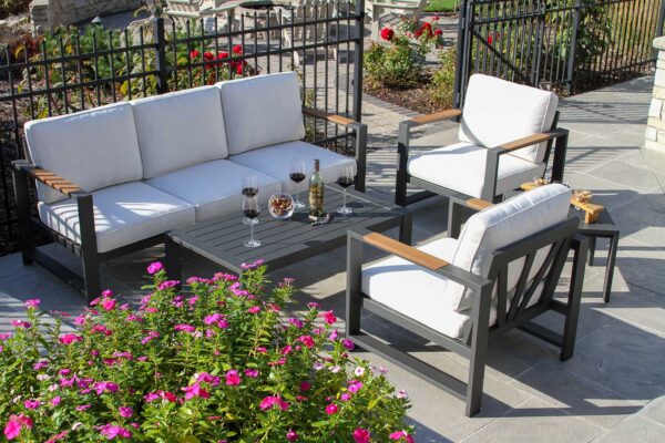 Outdoor Interiors, Black Aluminum Seating Group