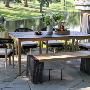 Outdoor Interiors, Black Marble Composite Dining Set