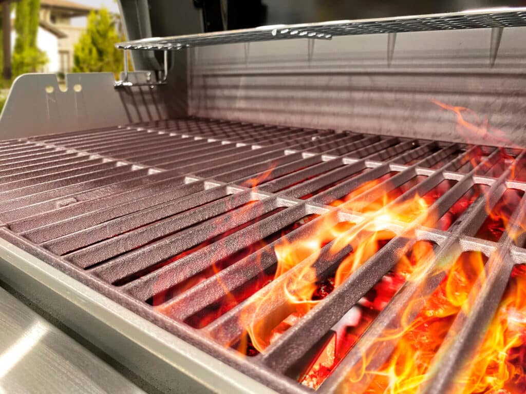 Stainless steel grill and flame