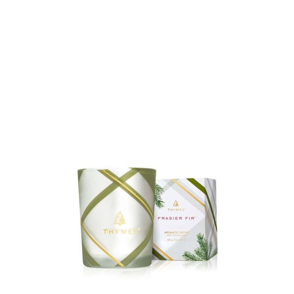 Frasier Fir Frosted Plaid Votive Candle 2oz