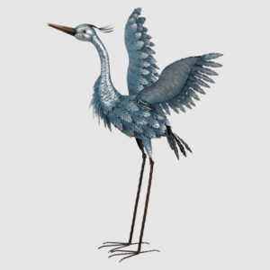 Metallic Blue Heron - Wings Up 29"