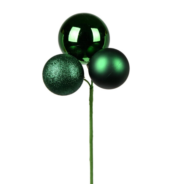 3 Ball Ornament Pick, Emerald