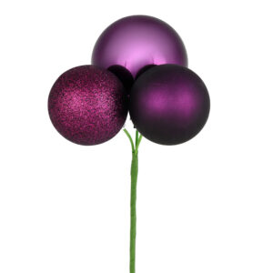 3 Ball Ornament Pick, Plum