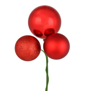 3 Ball Ornament Pick, Red